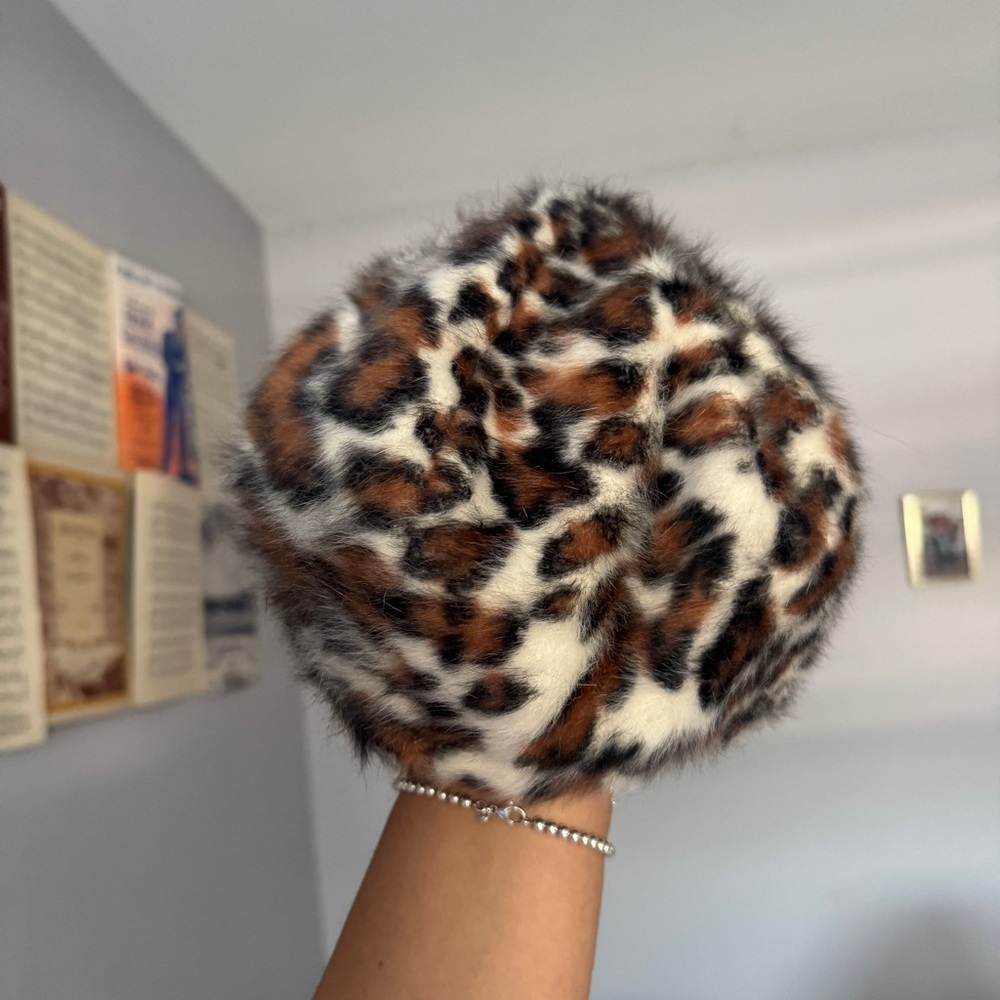 Leopard Print Faux Fur Beret